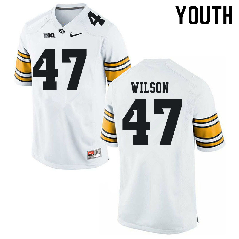 Youth #47 Andrew Wilson Iowa Hawkeyes College Football Jerseys Sale-White - Click Image to Close
